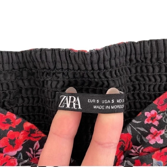 NWOT Zara Multicolor Floral Print Cropped Puffed 3/4 Sleeves Top Size S - Picture 5 of 7